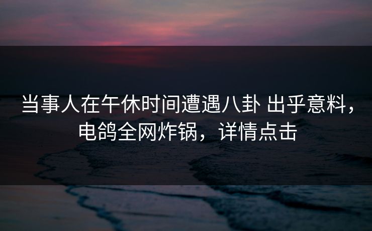 当事人在午休时间遭遇八卦 出乎意料，电鸽全网炸锅，详情点击