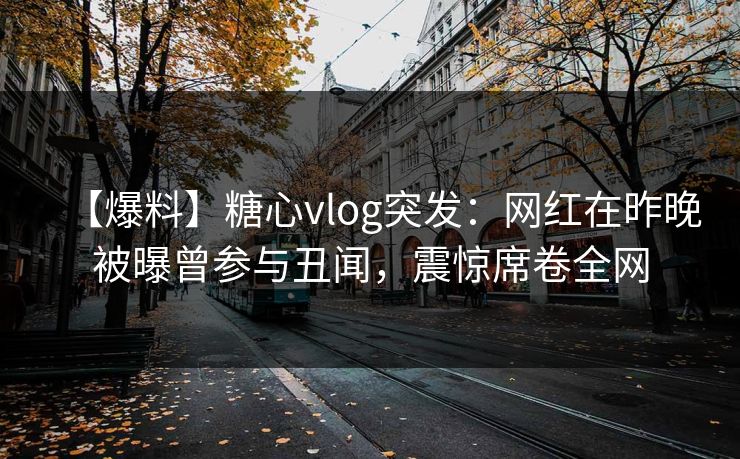 【爆料】糖心vlog突发：网红在昨晚被曝曾参与丑闻，震惊席卷全网